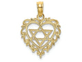 FJC Finejewelers 14k Yellow Gold Heart with Jewish Star Center Lace Trim Charm