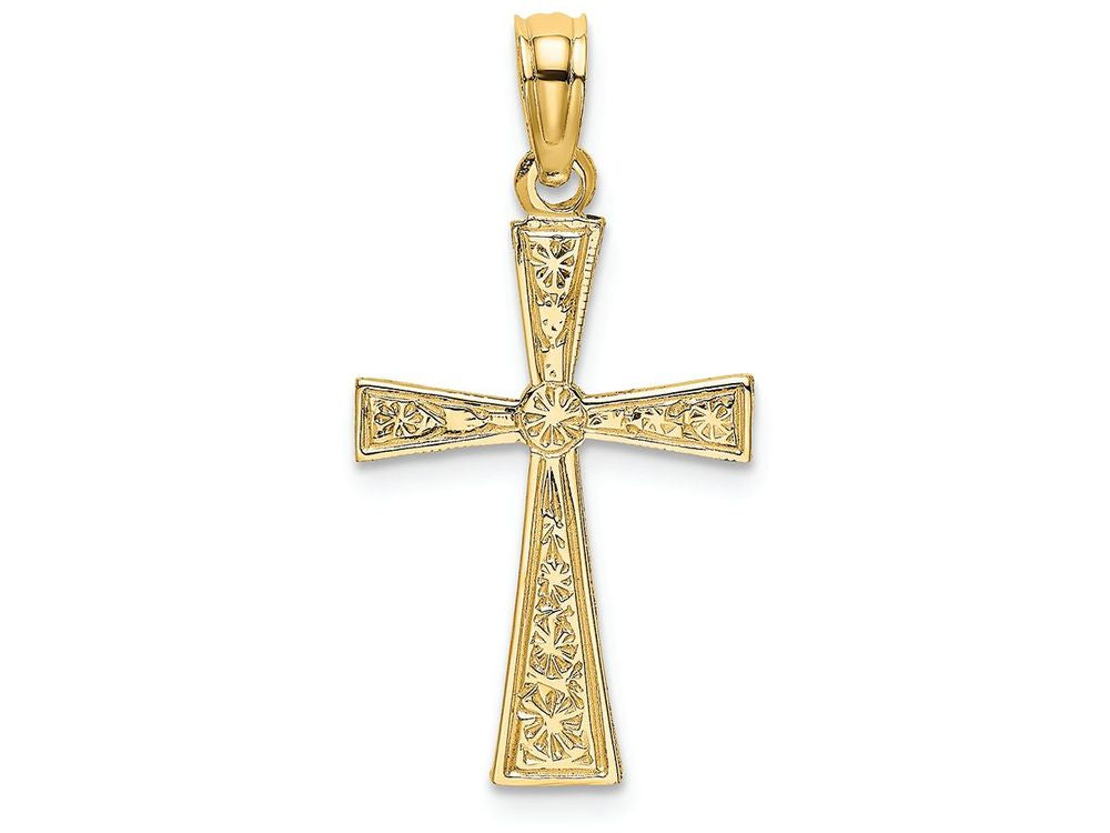 FJC Finejewelers 14k Yellow Gold Engraved Cross with Flared Tips Charm