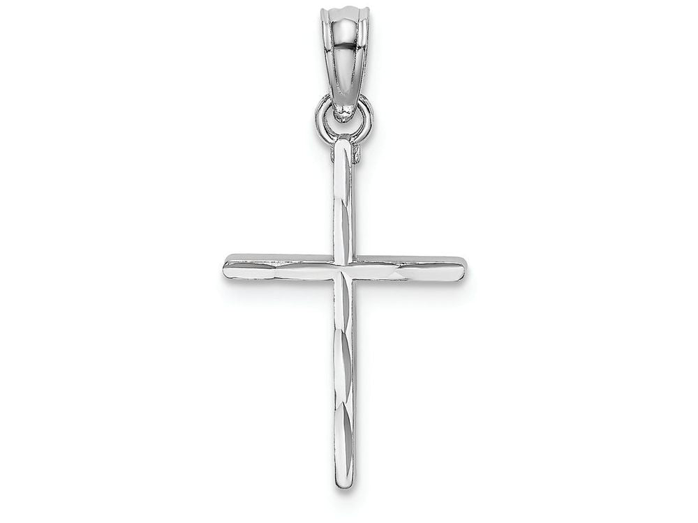 FJC Finejewelers 14k White Gold Bright Cut Stick Cross Charm