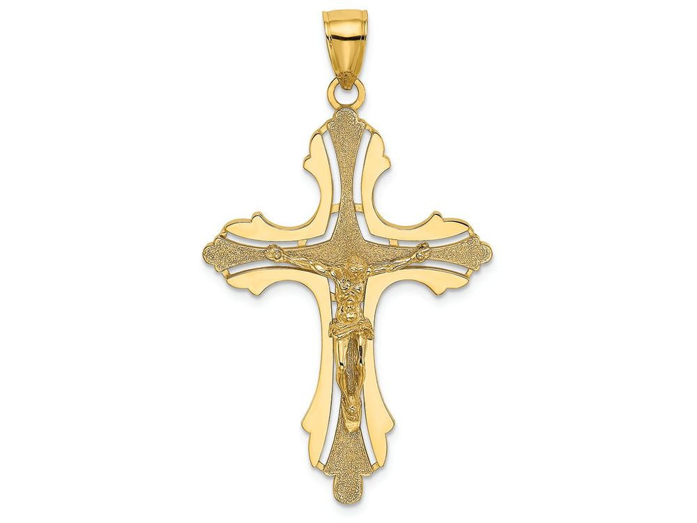 FJC Finejewelers 14k Yellow Gold Crucifix with Spade Tips Charm
