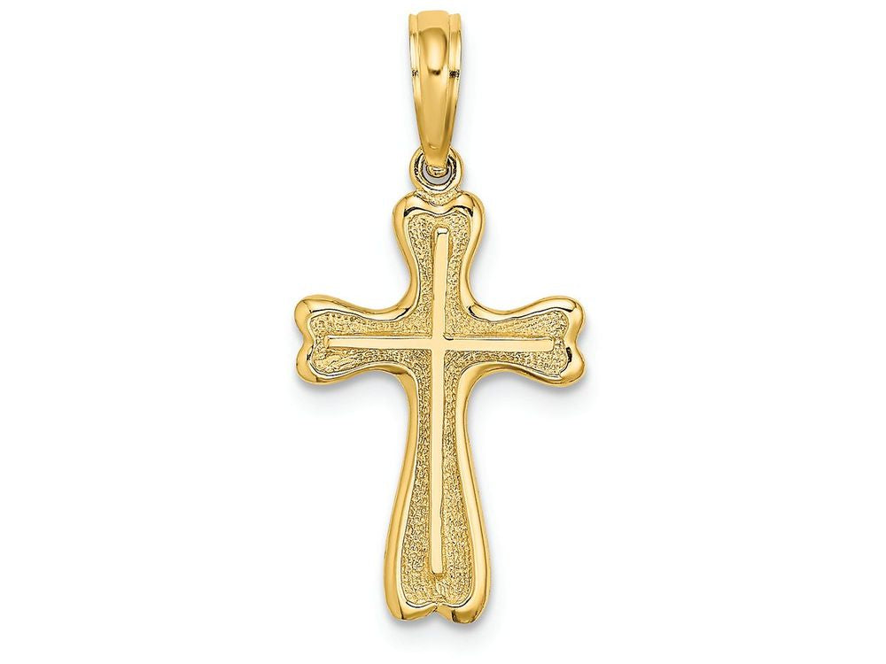 FJC Finejewelers 14k Yellow Gold Cross On Cross with Heart Edges Rounded Charm