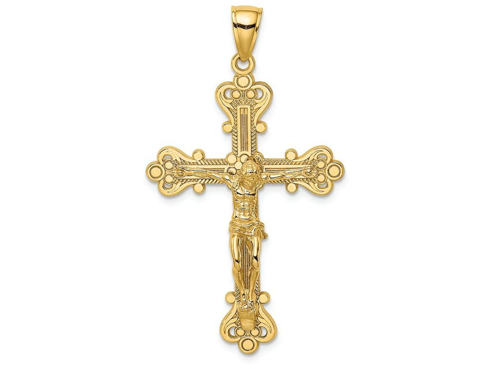 FJC Finejewelers 14k Yellow Gold Crucifix with Jesusengraved Charm