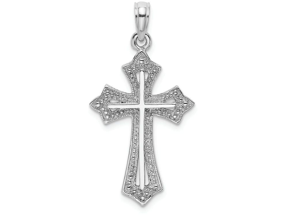 FJC Finejewelers 14k White Gold Cross with Beaded Triangle Tips Charm