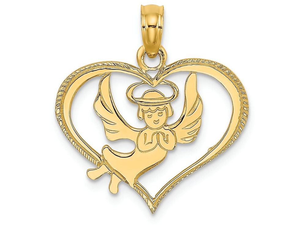 FJC Finejewelers 14k Yellow Gold Angel In Hearthp Charm