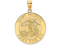 FJC Finejewelers 14k Yellow Gold Saint Michael Medal Satin Finish - Round Charm