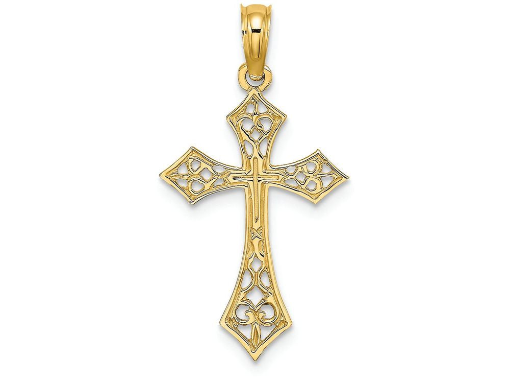 FJC Finejewelers 14k Yellow Gold Cross with Diamond Shape Filigree Tips Cross Center Charm
