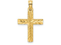 FJC Finejewelers 14k Yellow Gold Bright Cut Block Cross with Starburst Center Charm
