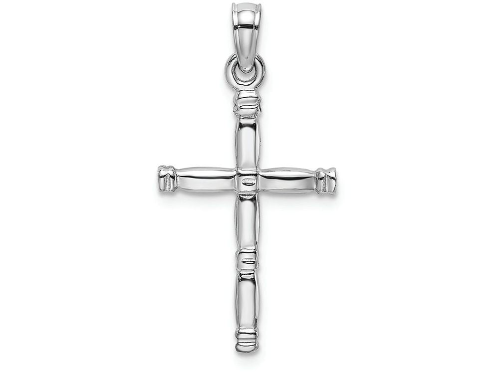 FJC Finejewelers 14k White Gold 3d Cross with Quilted Accent Charm