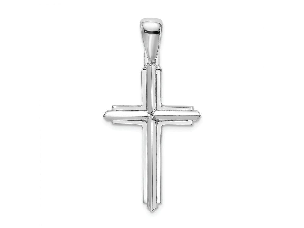 FJC Finejewelers 14k White Gold Stick Cross with Frame Charm