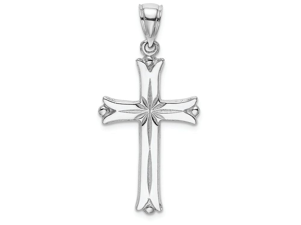 FJC Finejewelers 14k White Gold Cross with Starburst Center Charm