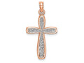 FJC Finejewelers 14k Yellow Gold Pink Cross Filigree Center Yellow Border Charm