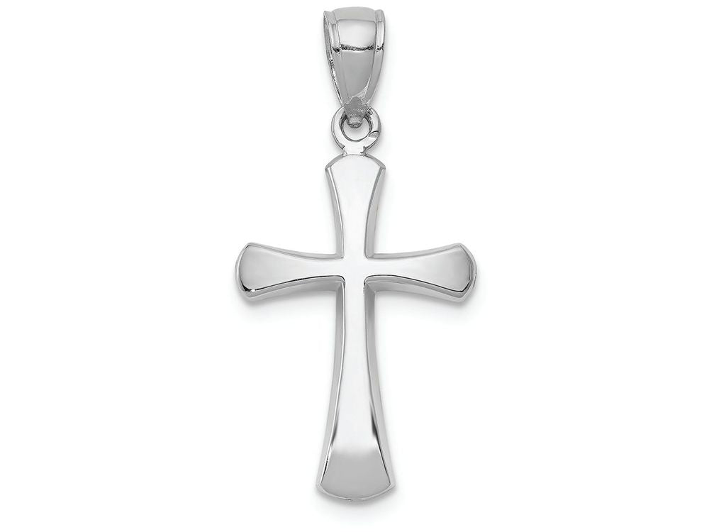 FJC Finejewelers 14k White Gold Beveled Cross with Round Tips Charm