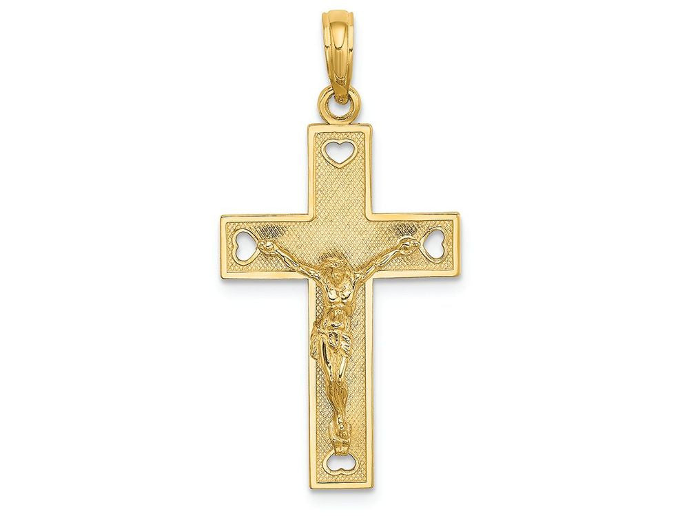FJC Finejewelers 14k Yellow Gold I Love Jesus" Crucifix Heart Charm