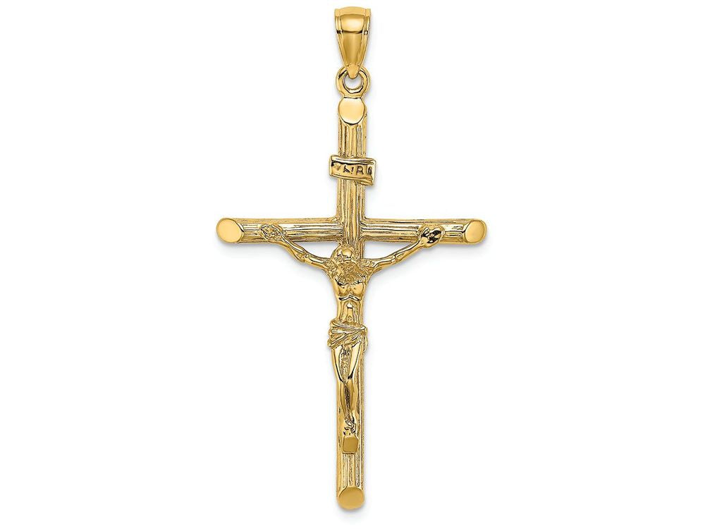 FJC Finejewelers 14k Yellow Gold Crucifix Charmtextured Cross