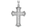 FJC Finejewelers 14k White Gold Filigree Center Block Cross Charm Double Lay