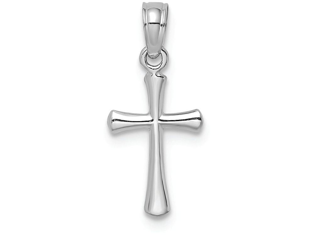 FJC Finejewelers 14k White Gold Beveled Cross with Round Tips Charm