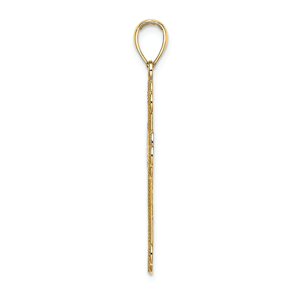 FJC Finejewelers 14k Yellow Gold Tri-tipped Cross with Scroll Pattern Beaded Edge Charm