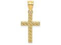 FJC Finejewelers 14k Yellow Gold Ribbed Cross with Diagonal Beaded Stripes Charm