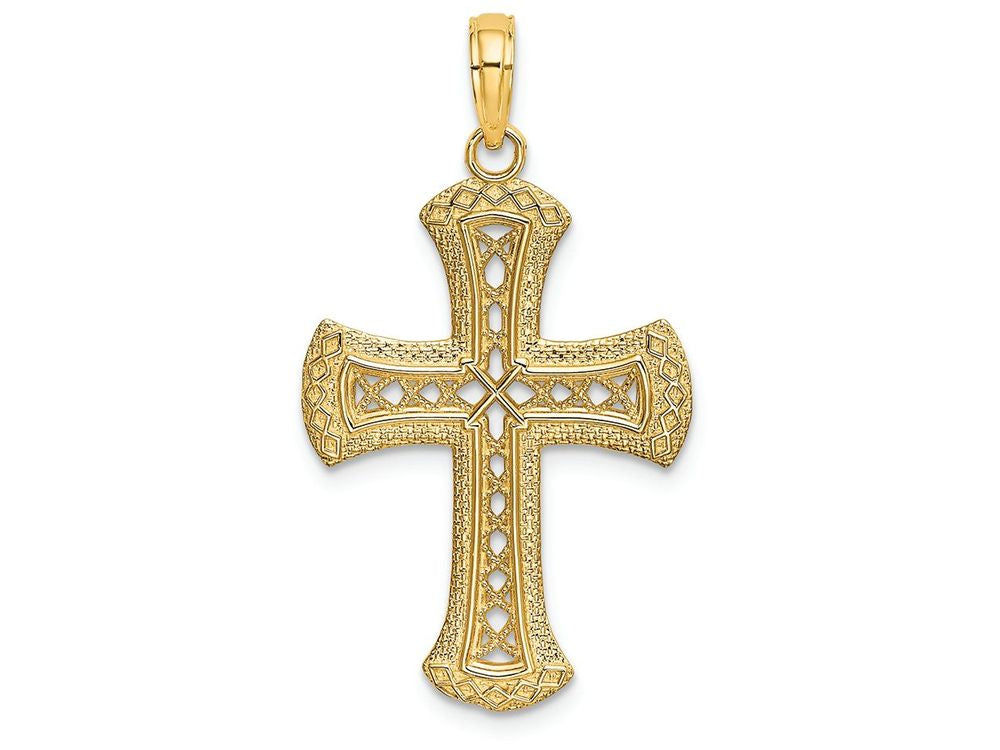 FJC Finejewelers 14k Yellow Gold Cross with Edges Cut Out Center Charm