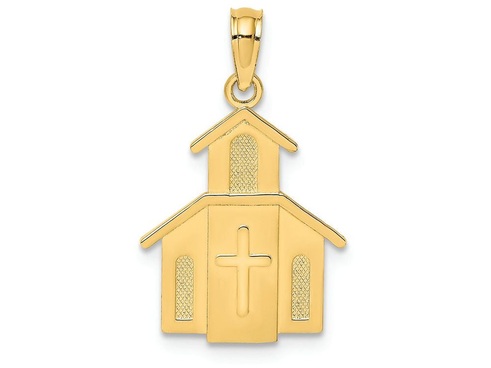 FJC Finejewelers 14k Yellow Gold Church Charm with Cross Door