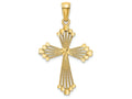 FJC Finejewelers 14k Yellow Gold Cross with Bright Cut Heart Center Heart Tips with Stripes Charm