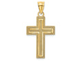 FJC Finejewelers 14k Yellow Gold Bright Cut Block Cross Inside Cross Charm