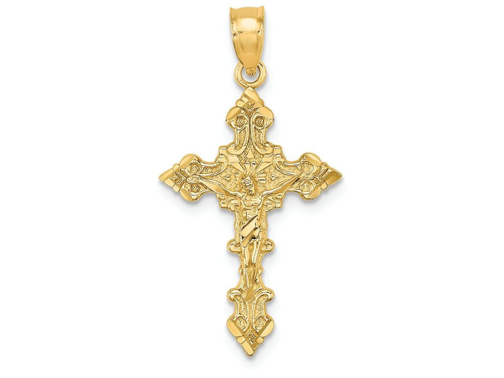 FJC Finejewelers 14k Yellow Gold Crucifix with Fancy Edges Charm