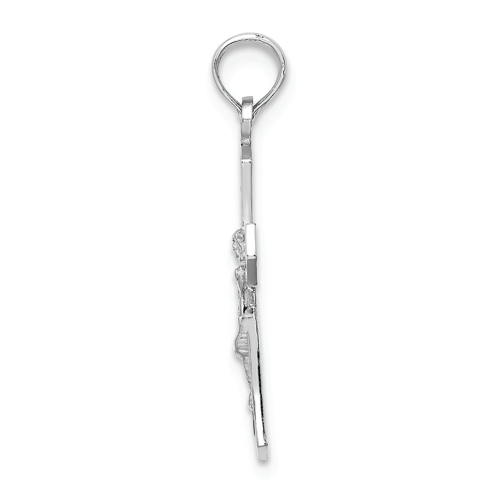 FJC Finejewelers 14k White Gold Crucifixbeveled Edges Charm