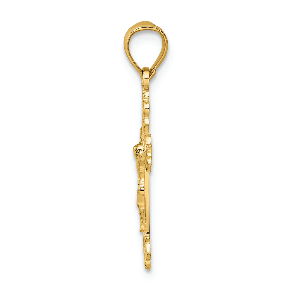FJC Finejewelers 14k Yellow Gold Crucifix with Scalloped Edge Charm