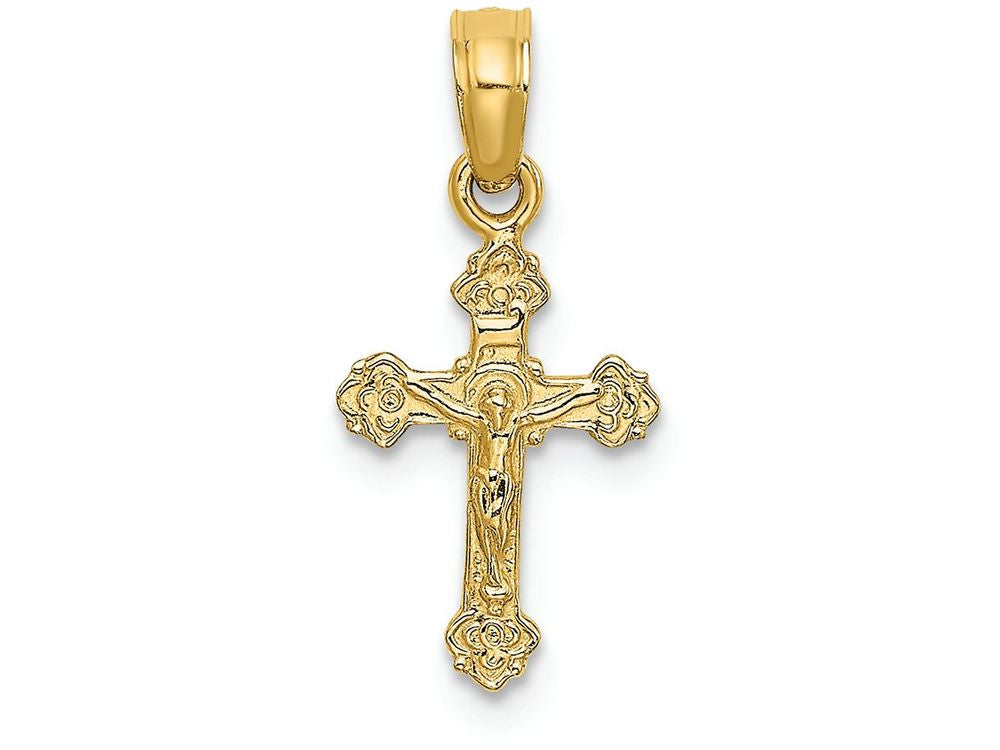 FJC Finejewelers 14k Yellow Gold Mini Crucifix with Fancy Tips (3 0f 3) Charm