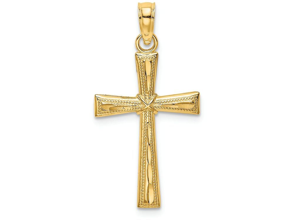 FJC Finejewelers 14k Yellow Gold Bright Cut Cross with X Center Edges Charm
