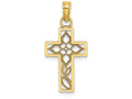 FJC Finejewelers 14k Yellow Gold Cross with Flower Stem In Center Charm