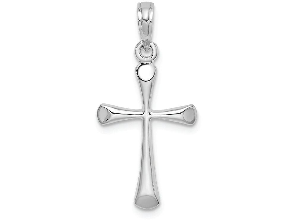 FJC Finejewelers 14k White Gold Beveled Tip Cross Charm
