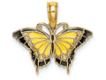 FJC Finejewelers 14k Yellow Gold Small Butterfly with Yellow Stained Glass Wings Black Outline Charm