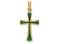 FJC Finejewelers 14k Yellow Gold Green Stained Glass Tapered Cross Charm