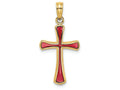 FJC Finejewelers 14k Yellow Gold Pink Stained Glass Tapered Cross Charm