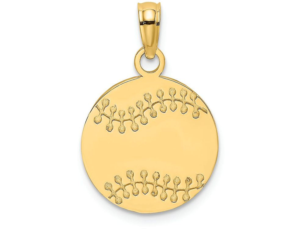 FJC Finejewelers 14k Yellow Gold Flat Baseball Charm Polish Textured