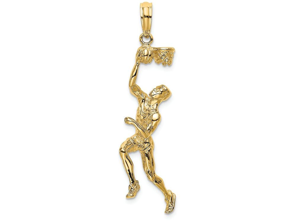 FJC Finejewelers 14k Yellow Gold 3d Basketball Player with Raised Ball And Partial Hoop Charm