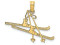 FJC Finejewelers 14k Yellow Gold Snow Skies Boot Poles Polish Engraved Flat Charm