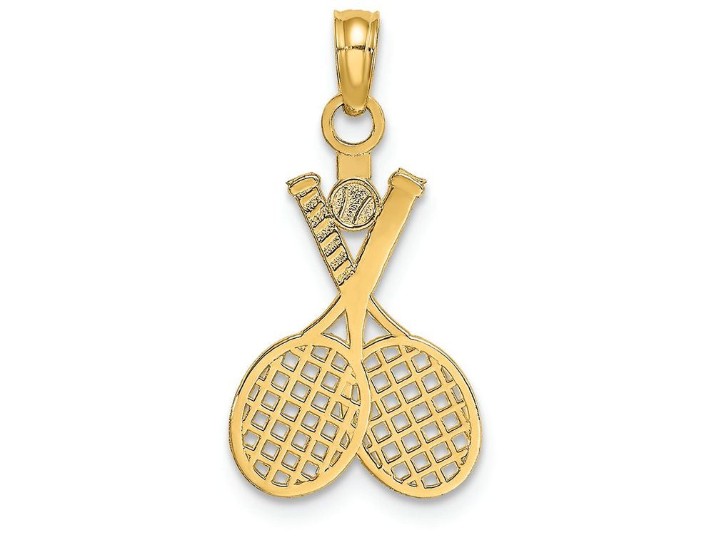 FJC Finejewelers 14k Yellow Gold Double Tennis Racket with Ball Charm