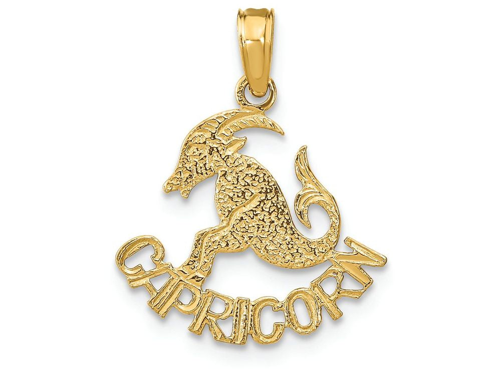 FJC Finejewelers 14k Yellow Gold Capricornblockengraved Charm