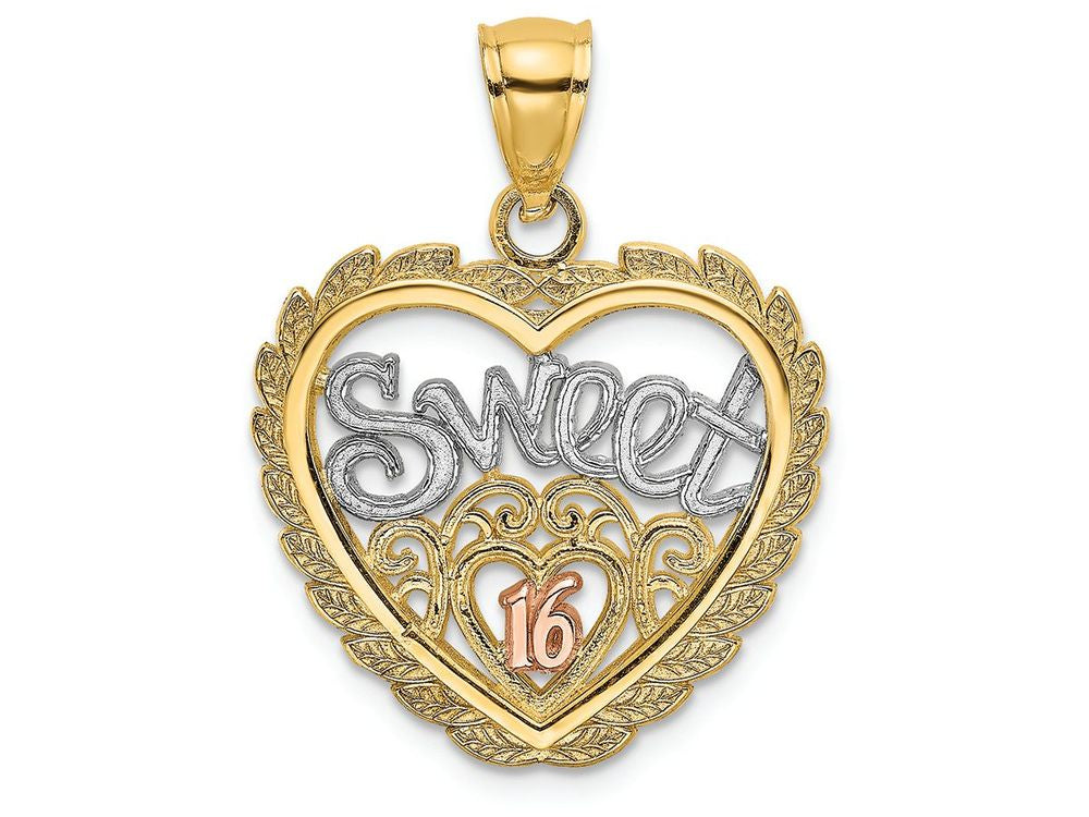 FJC Finejewelers 14k Two-tone Gold Sweet 16 In Hearttri-color Charm
