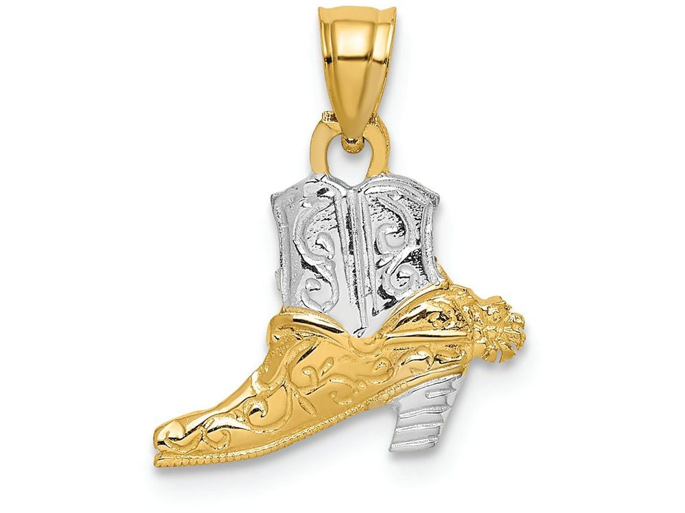 FJC Finejewelers 14k Yellow Gold Tt Cowboy Boottwo-color (white Yellow) Charm