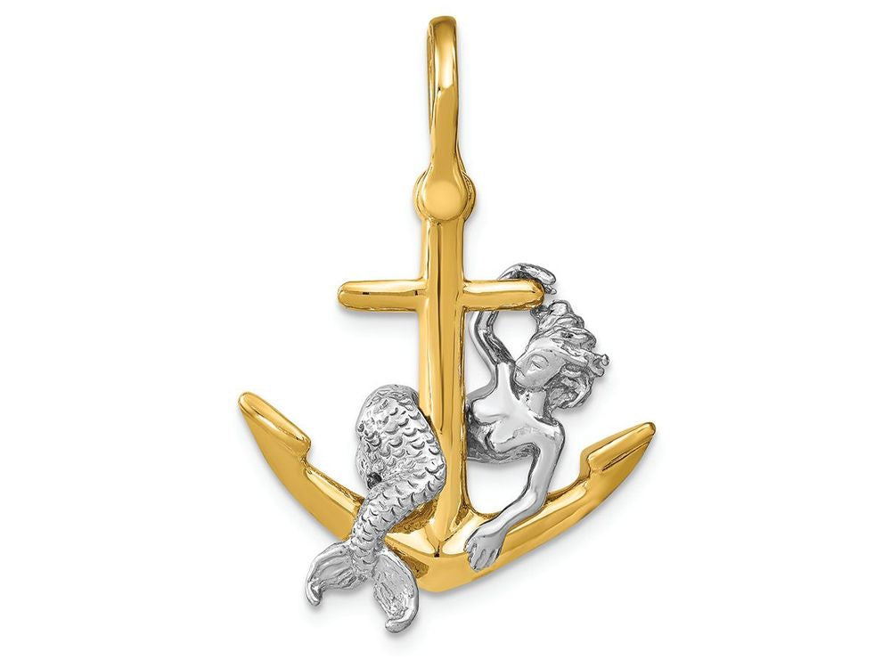FJC Finejewelers 14k Tt 3d Anchor with White Gold Mermaid Shackle Bail Charm