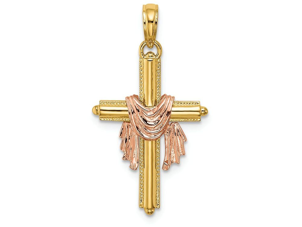 FJC Finejewelers Yellow Cross with Pink Drape Charm