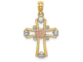 FJC Finejewelers Cross with Flower Heartstri-color Charm