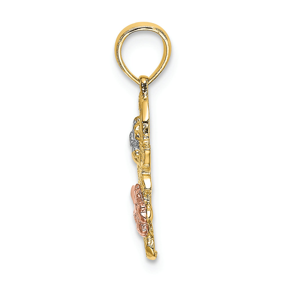 FJC Finejewelers 14k Two-tone Gold Flowers In Swirltri-color Charm