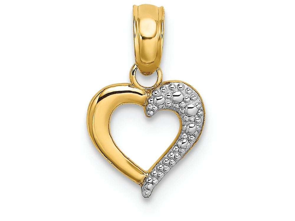 FJC Finejewelers 14k Two-tone Gold Mini Heart Beaded Right Side Polish Charm