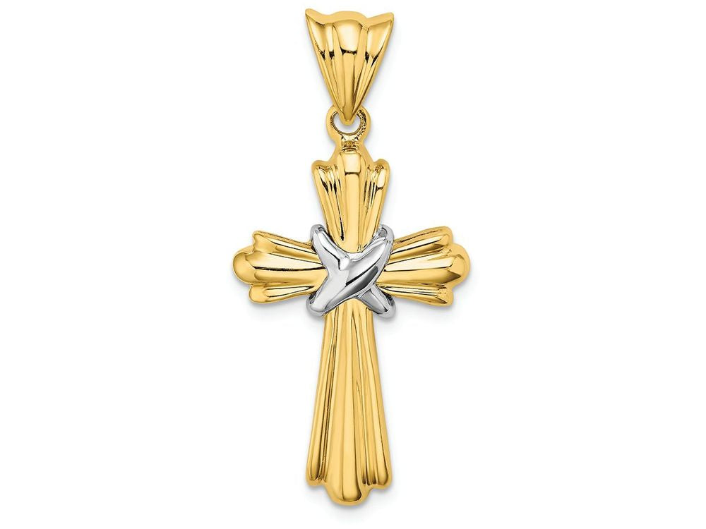 FJC Finejewelers Ribbed Cross with "x" Center Two-color Charm