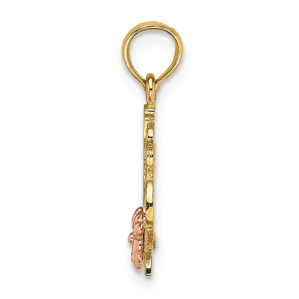FJC Finejewelers 14k Two-tone Gold #1 Grandma with Pink Flower Charm